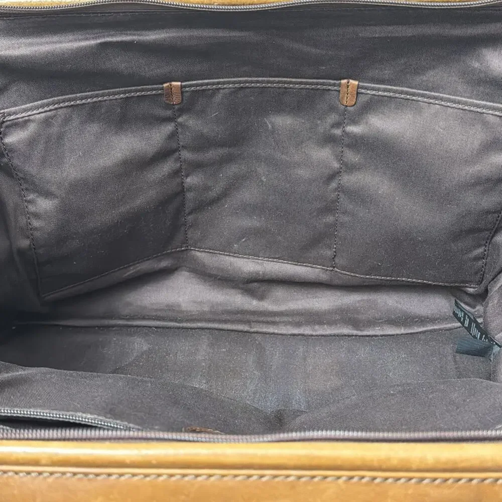Fossil Cognac Brown Leather Weekender Duffel Bag Travel Luggage Overnight